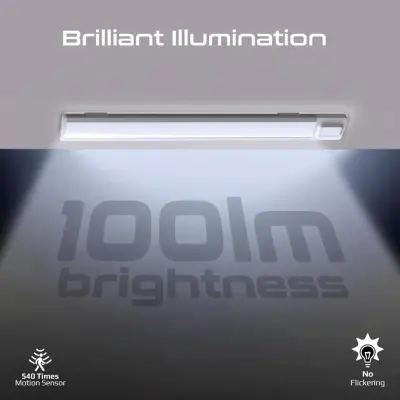 Promate 40cm Rechargeable Light Strip with Motion Sensor – 100lm Brightness, 2000mAh Battery, Adhesive Tape Installation, 4000K LED Light