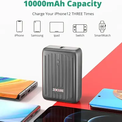 Zendure 20000mAh Power Bank With 20w USB-C Fast Charging, USB-A Output, Multi-device Support, Compact Design, And Built-in Safety Protection Silver