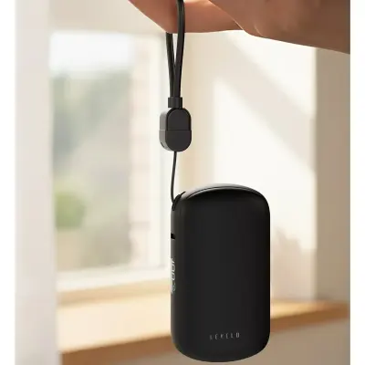 Levelo Montego 10000mAh PD 20W Fast Charging Power Bank with Built-In Grip Cable, LED Battery Display & Type-C Input/Output Black