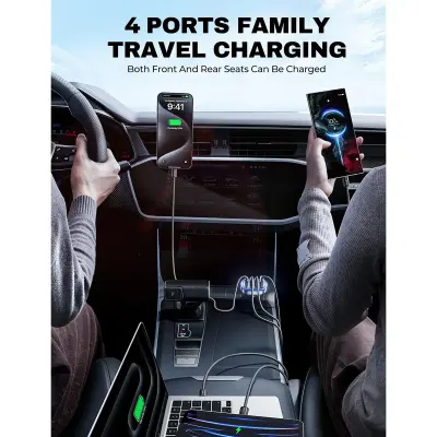 Lisen 4-Port Car Charger Adapter For Fast Charging Multiple Devices. Compact, Durable Design With Universal Compatibility For Phones And Tablets In Vehicles