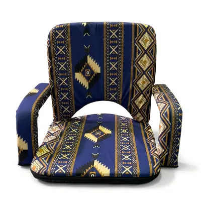 Generic Foldable Ground Seating Chair – Portable Padded Floor Lounge Chair with Backrest for Majlis & Camping Blue