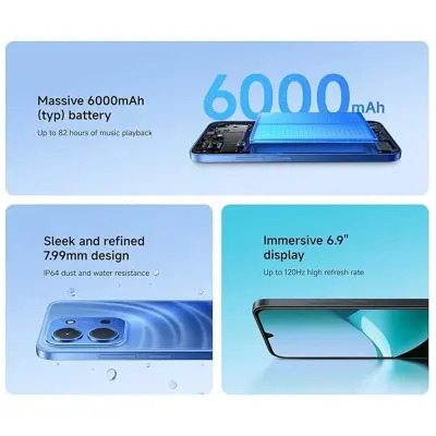 REDMI 15C 4GB RAM 256GB Storage Smartphone, 6.9-Inch 120Hz Display, MediaTek Helio G81-Ultra, 50MP AI Camera, 6000mAh Battery, 33W Fast Charging, NFC, Mint Green