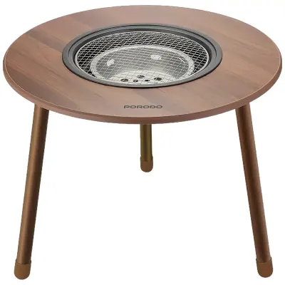 Porodo Tripod-Base Outdoor Round Camping Grill Table – Compact, Stable & Perfect for Any Outdoor Cooking