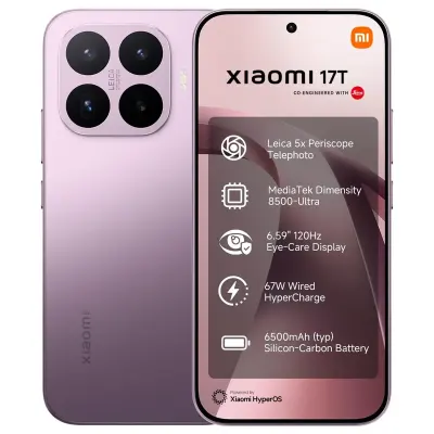 Xiaomi 17T 5G AI Flagship Smartphone 12GB RAM 512GB Storage Leica 5x Telephoto Camera 6500mAh Battery 67W HyperCharge Dimensity 8500-Ultra 120Hz Eye-Care Display