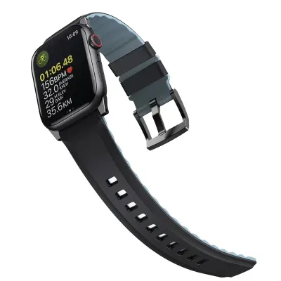 UNIQ 45/44/42mm for Apple Watch Straps, UNIQ LINUS Airosoft Silicon (Only Straps) - Midnight Black