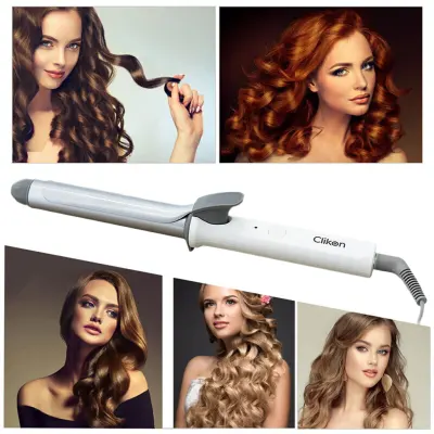 Clikon 1.9mm Chrome Plated Hair Curling Iron, Rapid Heating Technology, 360 Degree Swivel cord, PTC Heater, Clikon CK3329HC - White