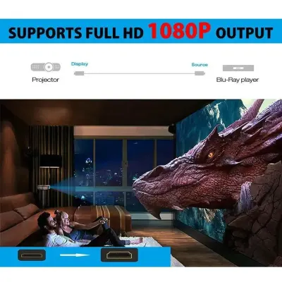 جنريك كابل Mini HDMI إلى HDMI بطول 1.5 متر — دقة Full HD 1080P وتقنية 3D ومنفذ HDMI v1.4 بموصلات مطلية بالذهب