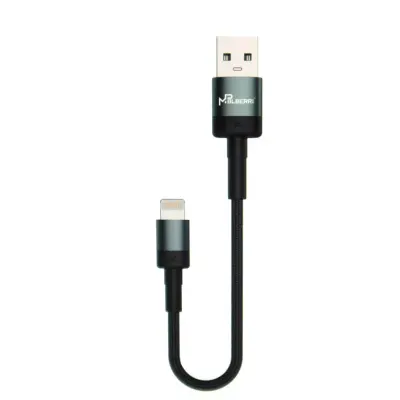 MpBlberri 27W Max USB-A to Lightning Fast Charging Cable with 25cm Length MpBlberri BLB-353 - Black & Grey
