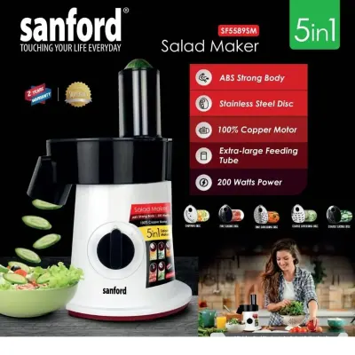 Sanford 5-in-1 Salad Maker With 200W Copper Motor, Stainless Steel Blades, Slicing & Shredding Discs. Fast, Easy, And Versatile Food Prep