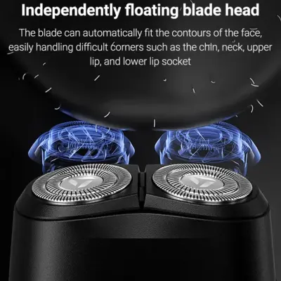 Generic Mini Electric Shaver With 6-Direction Flex Heads, Enchen K3 Double Blade Men's Razor Beard Shaver - Black