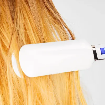 Olsenmark Wide Plate Hair Straightener, PTC Heater, Adjustable Temperature, Digital Display, Portable, Lightweight Hair Straightener for All Hair Types, Olsenmark OMH4089 - White