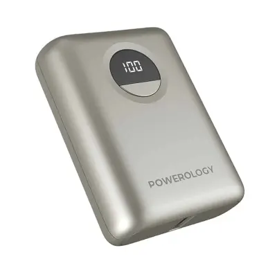 Powerology 10000mAh Fast Charging Power Bank, 0-60% in 35 Minutes, 21700 Cell, 18W USB-C PD & QC 3.0 Input/Output, Powerology - Beige